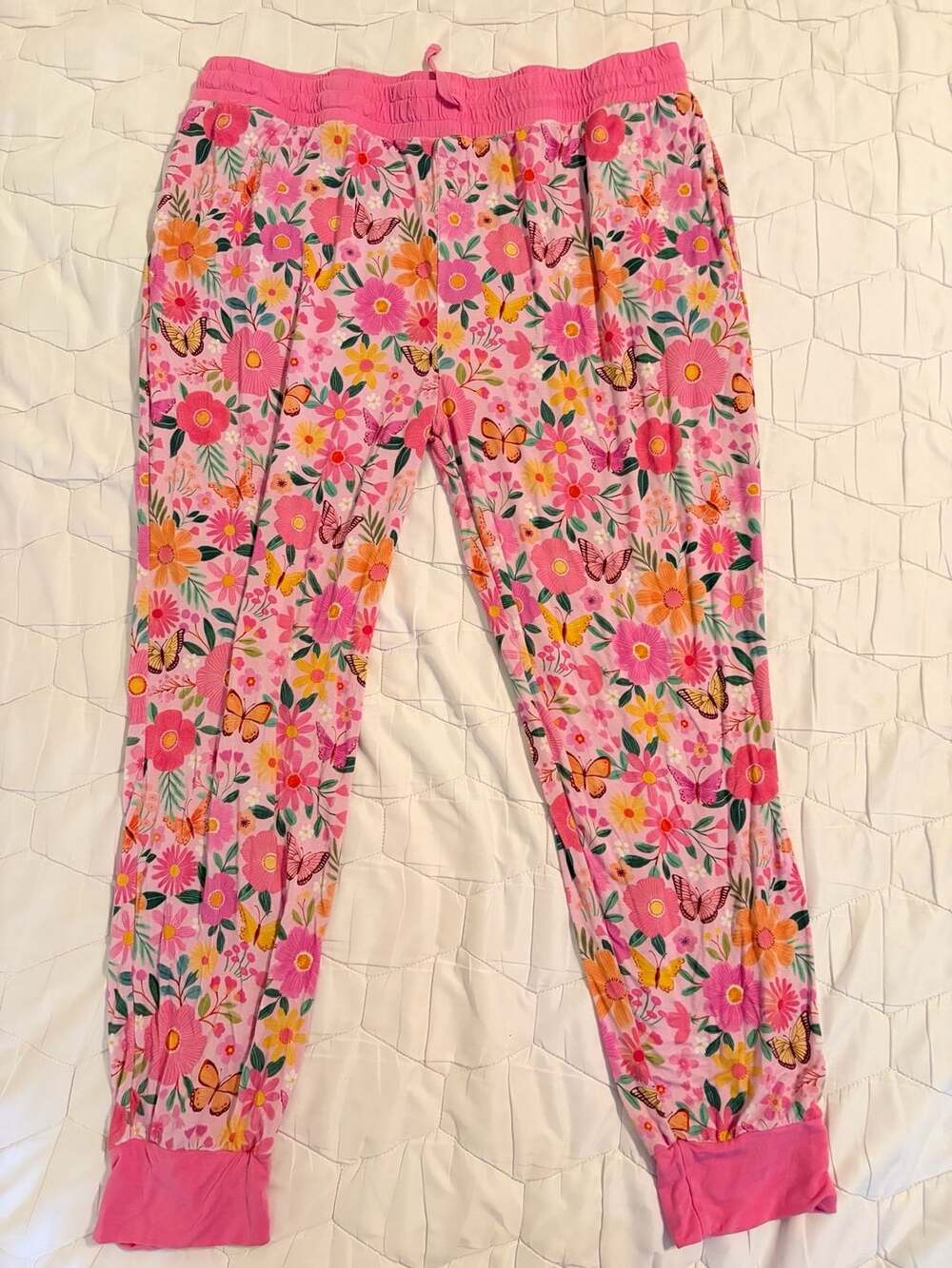 Little Sleepies Secret Garden Pajama Pants XXL Pink Butterfly Floral Bamboo